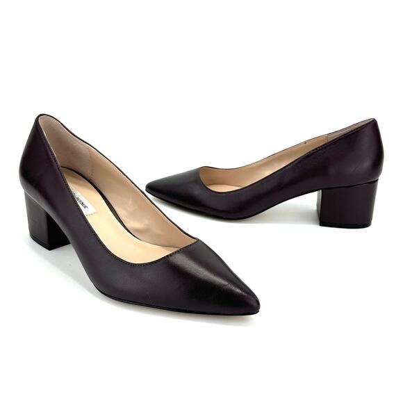 Saks Fifth Avenue Sandra Block Heel Pumps Size 9 Mulberry/Red Leather Comfy New - Picture 1 of 14